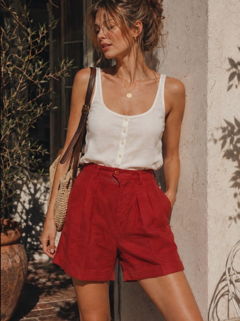 Vintage Rev-Vision Rev-Up Red High Waisted Shorts Size 12 Pleated